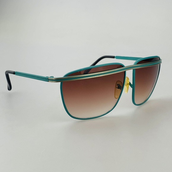 Vintage Cool-Ray Sunglasses Teal Gold Brow Bar Aviator - Picture 2 of 13